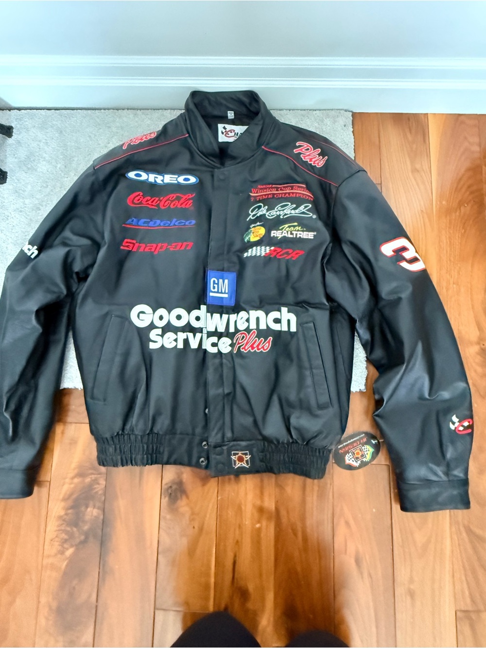 VTG 90'S DALE EARNHARDT SR. 7 TIME WINSTON CUP CHASE LEATHER NASCAR JACKET L